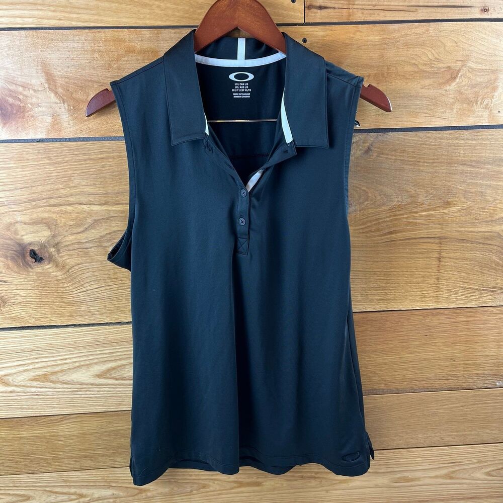 Oakley Sleeveless Polo Golf Shirt Black Womens L